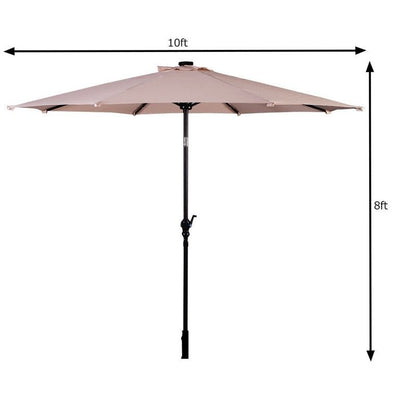 High Quality 10 Ft Patio Solar Umbrella with Crank Solar-powered LED Lights 8 Firm UV Protective Outdoor Patio Beach Umbrella - Outdoor Solar Outlet
