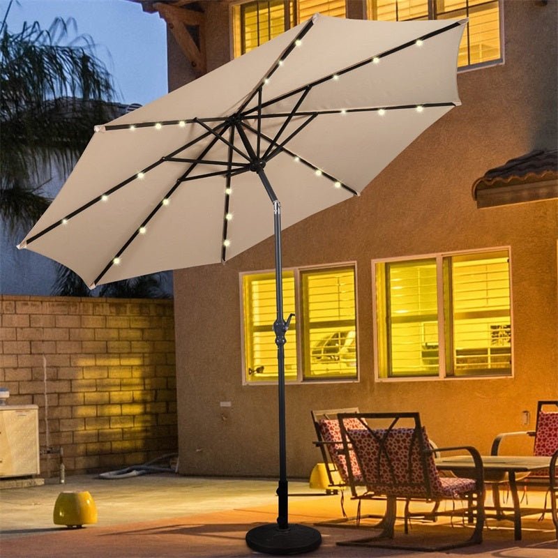 High Quality 10 Ft Patio Solar Umbrella with Crank Solar-powered LED Lights 8 Firm UV Protective Outdoor Patio Beach Umbrella - Outdoor Solar Outlet