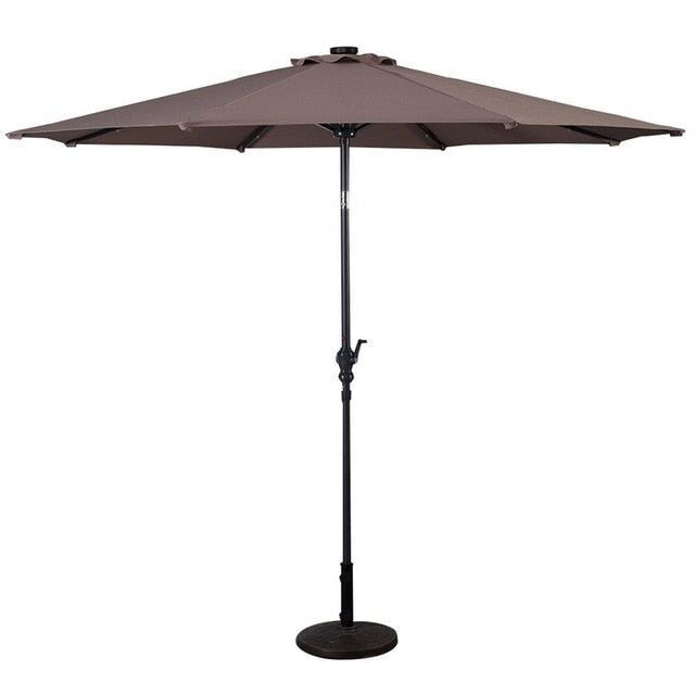 High Quality 10 Ft Patio Solar Umbrella with Crank Solar-powered LED Lights 8 Firm UV Protective Outdoor Patio Beach Umbrella - Outdoor Solar Outlet