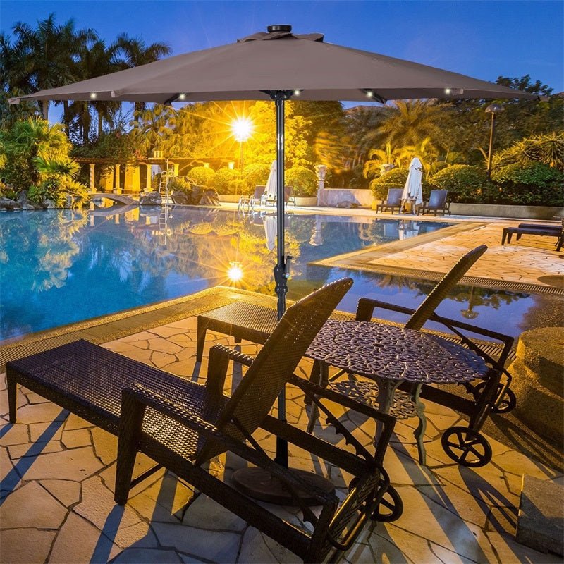 High Quality 10 Ft Patio Solar Umbrella with Crank Solar-powered LED Lights 8 Firm UV Protective Outdoor Patio Beach Umbrella - Outdoor Solar Outlet