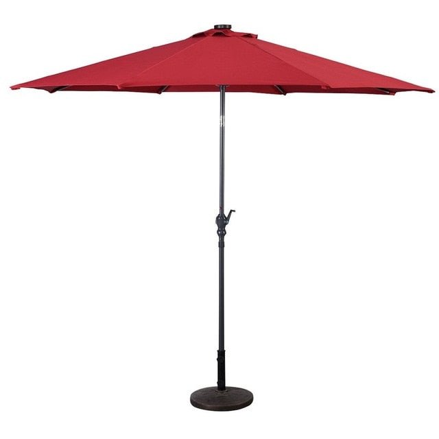 High Quality 10 Ft Patio Solar Umbrella with Crank Solar-powered LED Lights 8 Firm UV Protective Outdoor Patio Beach Umbrella - Outdoor Solar Outlet
