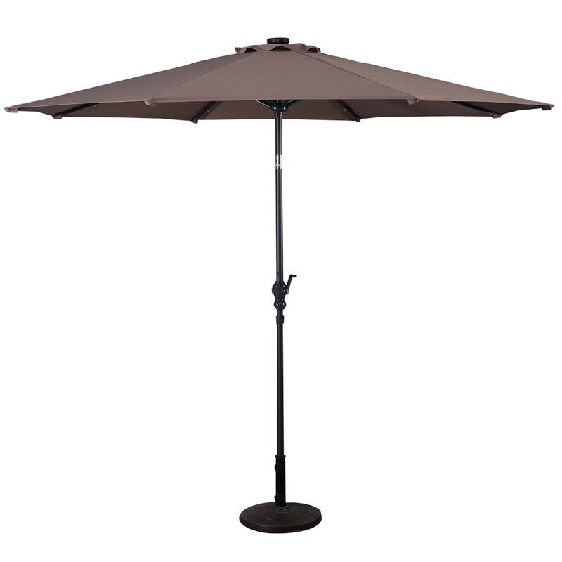 High Quality 10 Ft Patio Solar Umbrella with Crank Solar-powered LED Lights 8 Firm UV Protective Outdoor Patio Beach Umbrella - Outdoor Solar Outlet