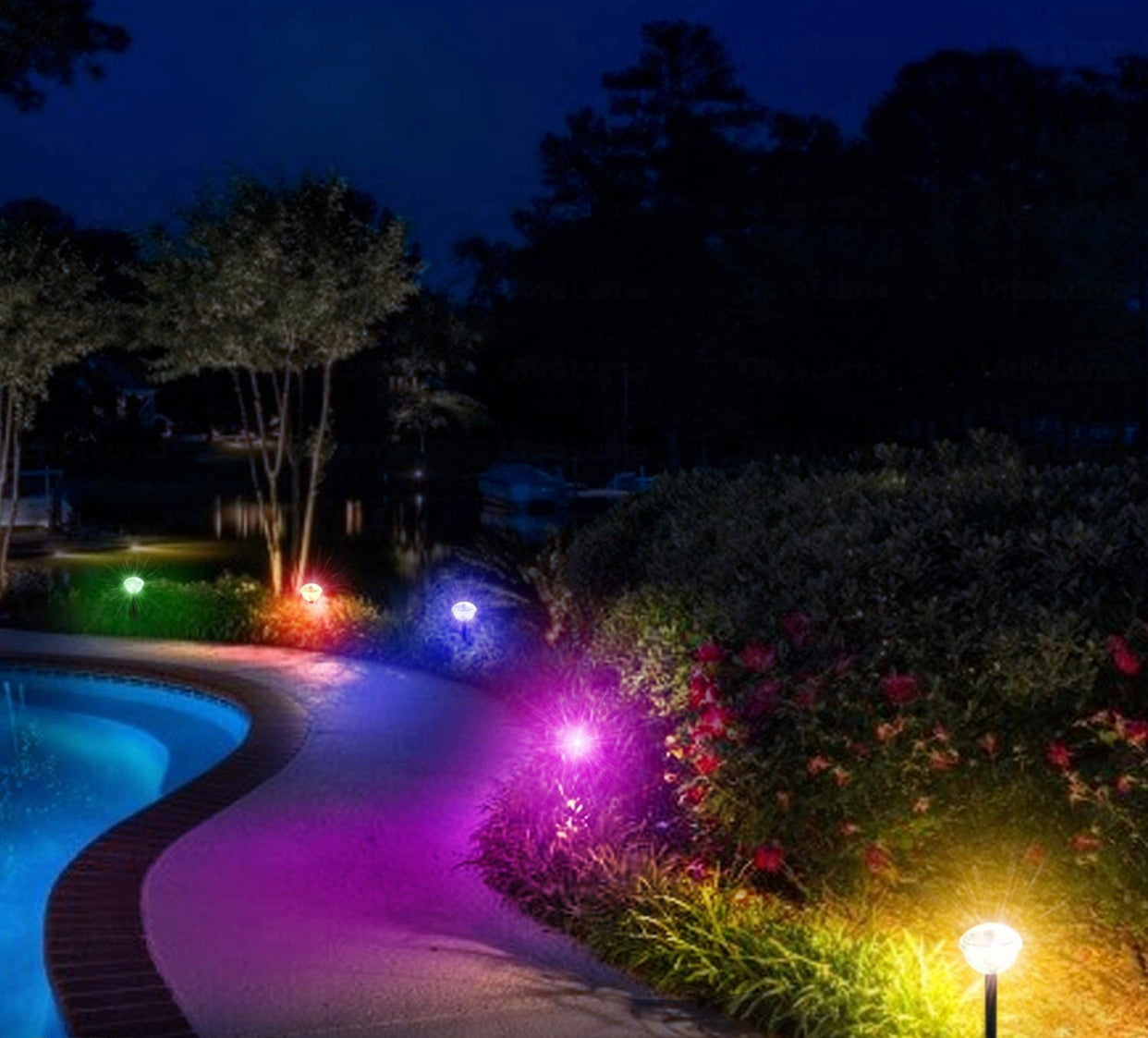 Ultra Luma Solar Pathway LED Lights 8 Color Changing Outdoor Waterproof -4 Pack