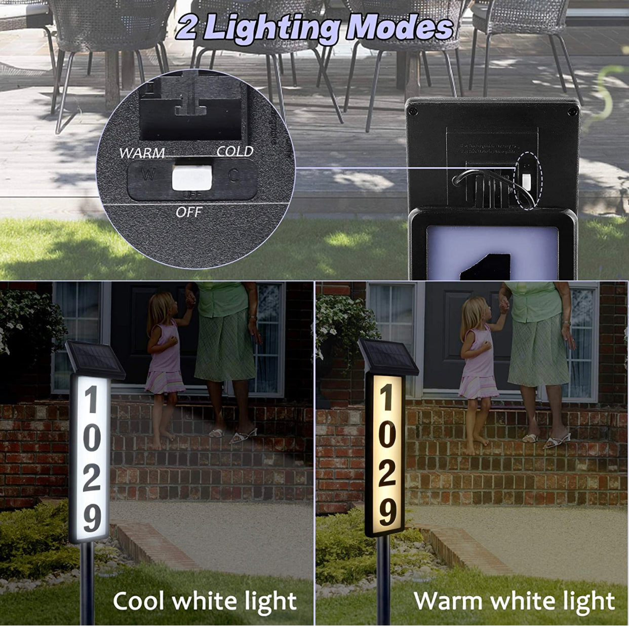 Solar Lighted House Address Numbers Sign,25 Lumen Five Digit