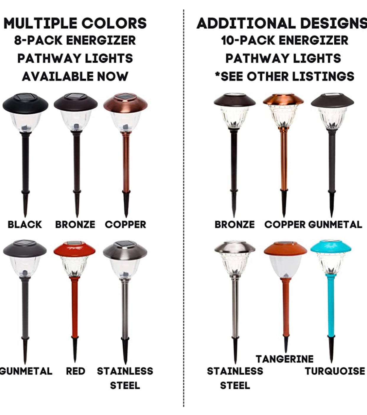 Energizer 8 Pack Solar Pathway LED Lights Outdoor-Stainless Steel 15 Lumen