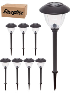 Energizer 8 Pack Solar Pathway LED Lights Outdoor-Stainless Steel 15 Lumen