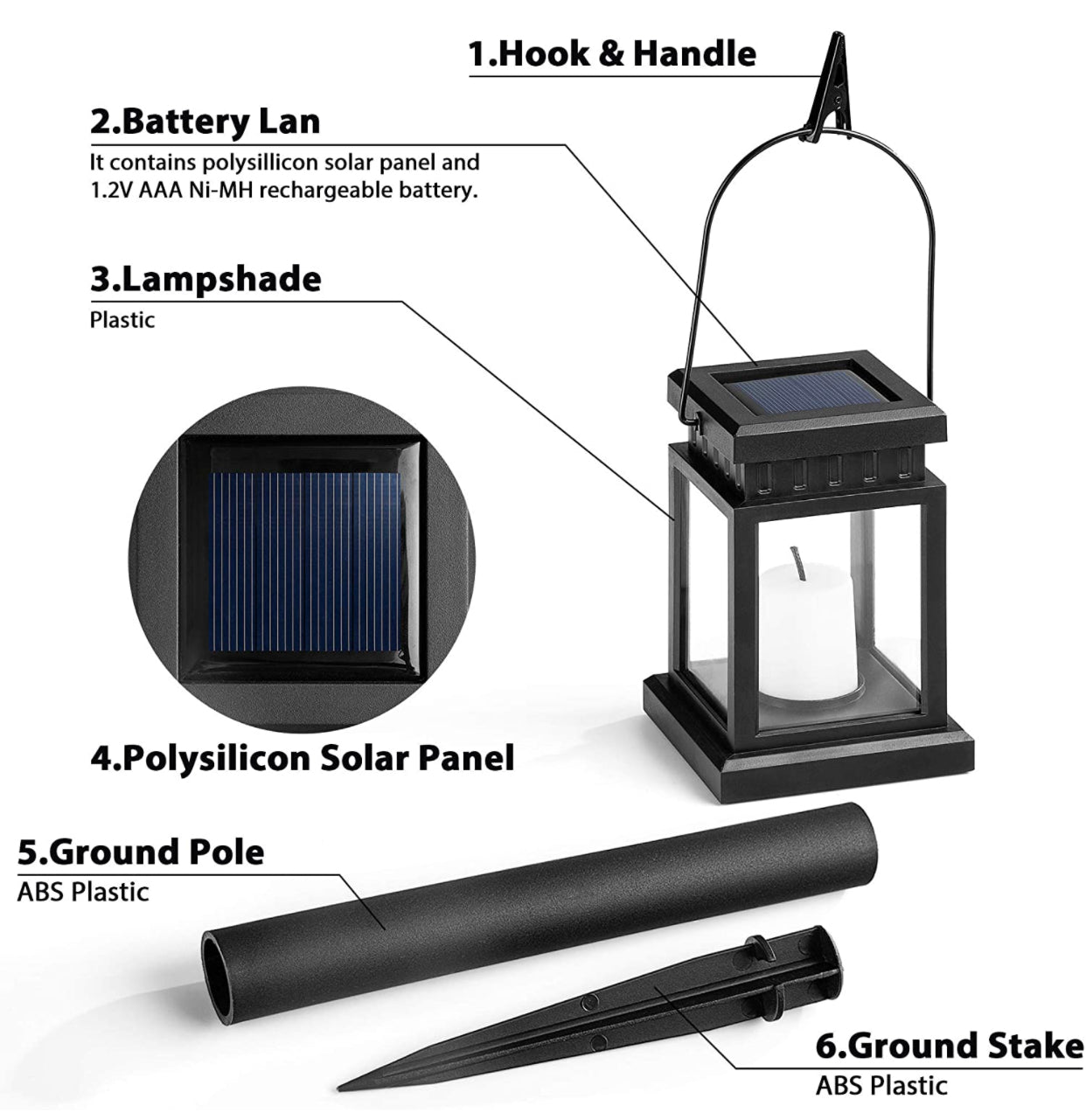 SmartYard 8 Pack Solar Pathway 10 lumen Hanging Candle Lantern Light- Warm White