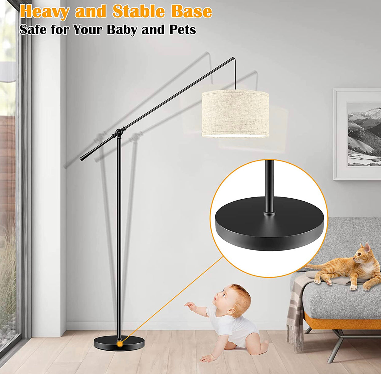 TubUSA- Arc Floor Lamp Hang - Large - with LED Bulb