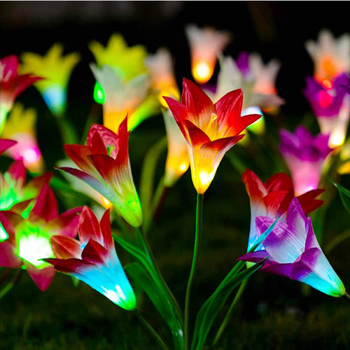 Solar Lily Flower Lights (Pack of 3 = 12 Flowers)