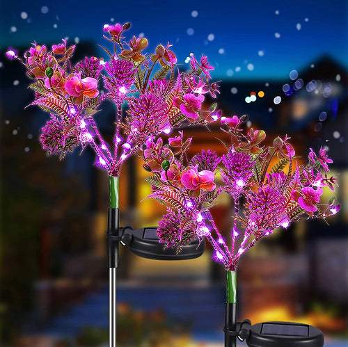 2 Pack Solar Powered Phalaenopsis Flowers Lights Design, Waterproof