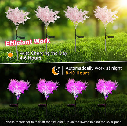 Solar Flowers Pink Rime Flower Design, Solar Powered Flowers Light Dusk to Dawn 2-Pack