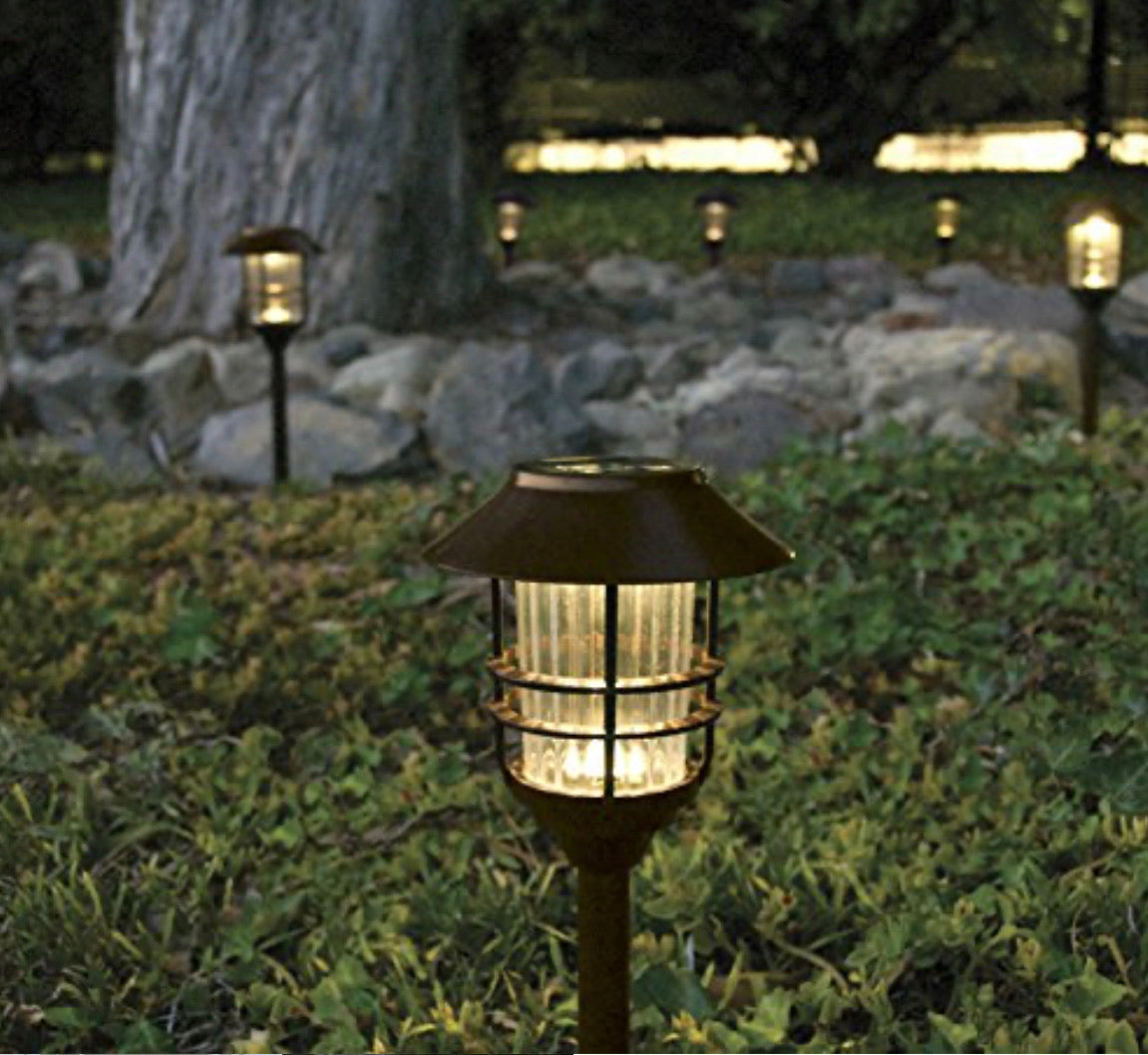 SmartYard Grill Solar LED Pathway Lights - Oil-rubbed Bronze 8 Pack-10 Lumen