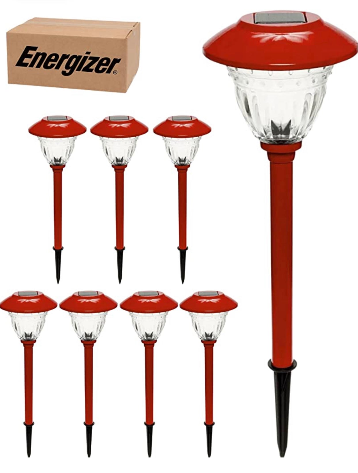 Energizer 8 Pack Solar Pathway LED Lights Outdoor-Stainless Steel 15 Lumen