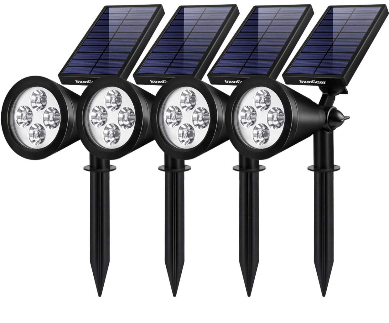 SmartYard Solar SpotLights Outdoor, Waterproof Solar Powered Landscape  2-in-1 Wall Light Auto On/Off , Pack of 4