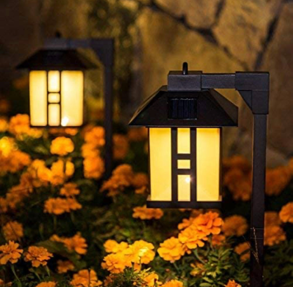 SmartYard Solar Powered Pathway Shepherd Hook Lights Asian Style (4 Pack)