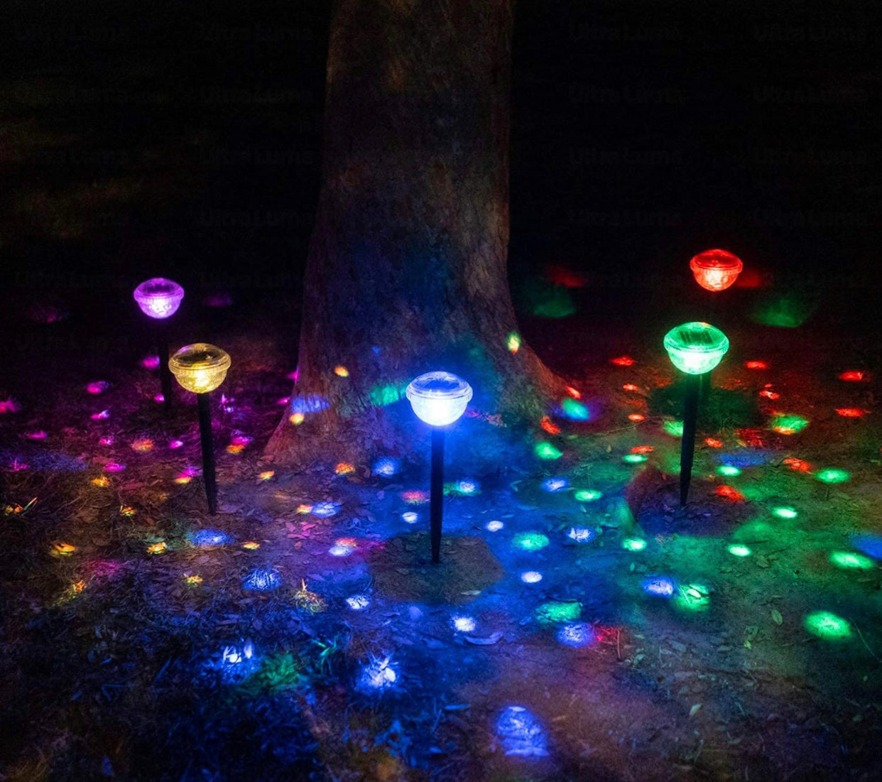 Ultra Luma Solar Pathway LED Lights 8 Color Changing Outdoor Waterproof -4 Pack