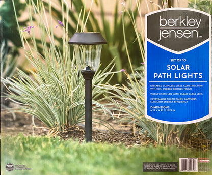Berkley Jensen Up To 10-Lumen Solar Pathway Lights,12 Pack- Oil-rubbed Bronze