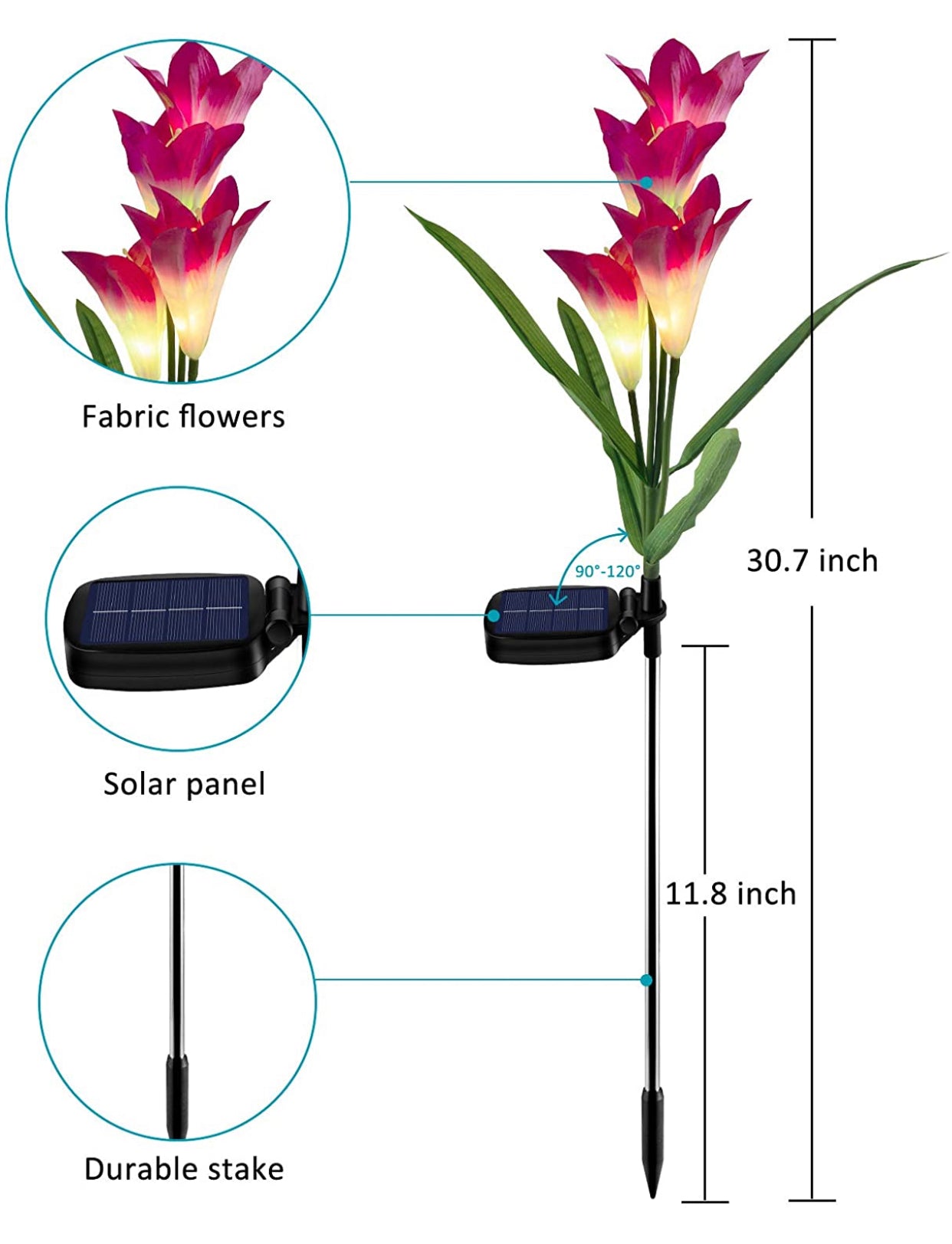 Solar Lily Flower Lights (Pack of 4 = 16 Flowers)