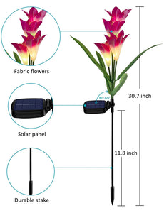 Solar Lily Flower Lights (Pack of 3 = 12 Flowers)