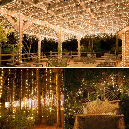 2PK Solar String Lights Outdoor Copper Wire, Waterproof Solar Fairy Lights with 8 Lighting Modes