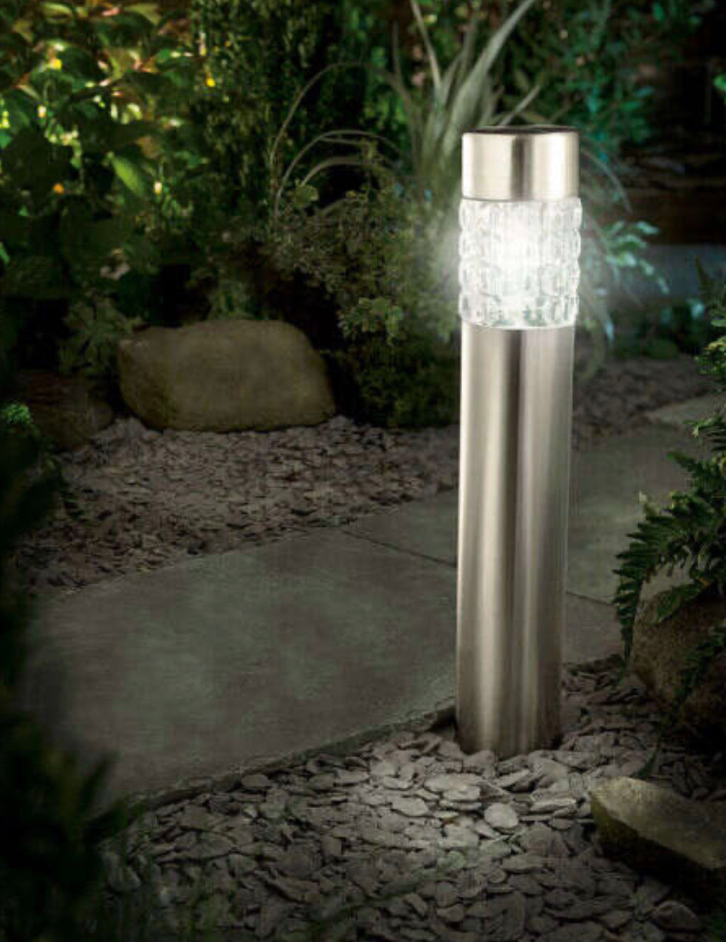 Living Accents Stainless Steel Solar Powered LED Bollard Pathway Light ...