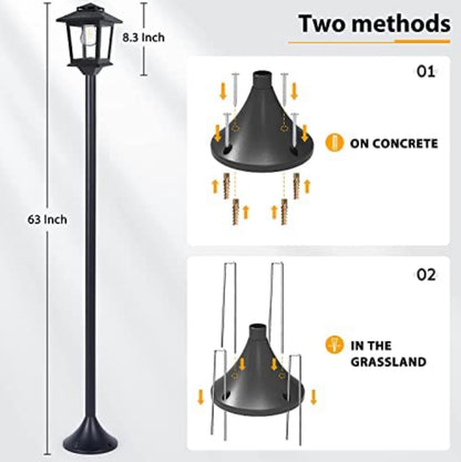 SmartYard 63" Solar Lamp Post Lights Outdoor 2 Pack ,Aluminum Floor Lamp,Waterproof Solar Powered Street Lights for Garden Warm White