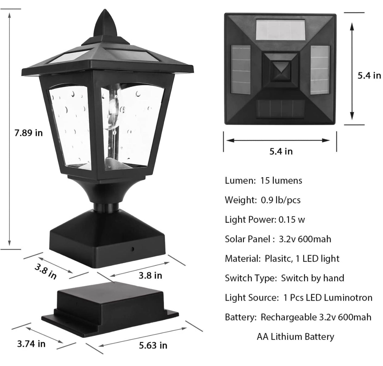 SmartYard Solar Post Cap Lights Outdoor for Wood Fence Posts Pathway, Deck, Pack of 2