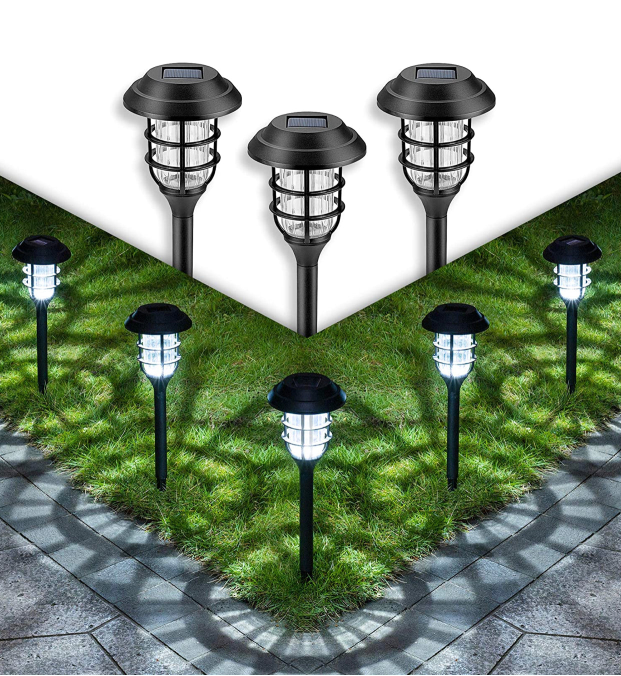 LANSGARINE Solar Pathway Lights Outdoor 8 Pack