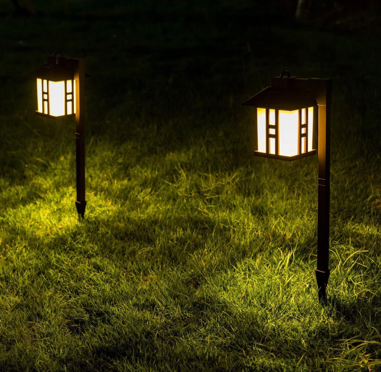 SmartYard Solar Powered Pathway Shepherd Hook Lights Asian Style (4 Pack)