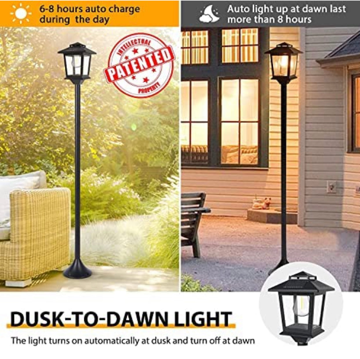 SmartYard 63" Solar Lamp Post Lights Outdoor 2 Pack ,Aluminum Floor Lamp,Waterproof Solar Powered Street Lights for Garden Warm White