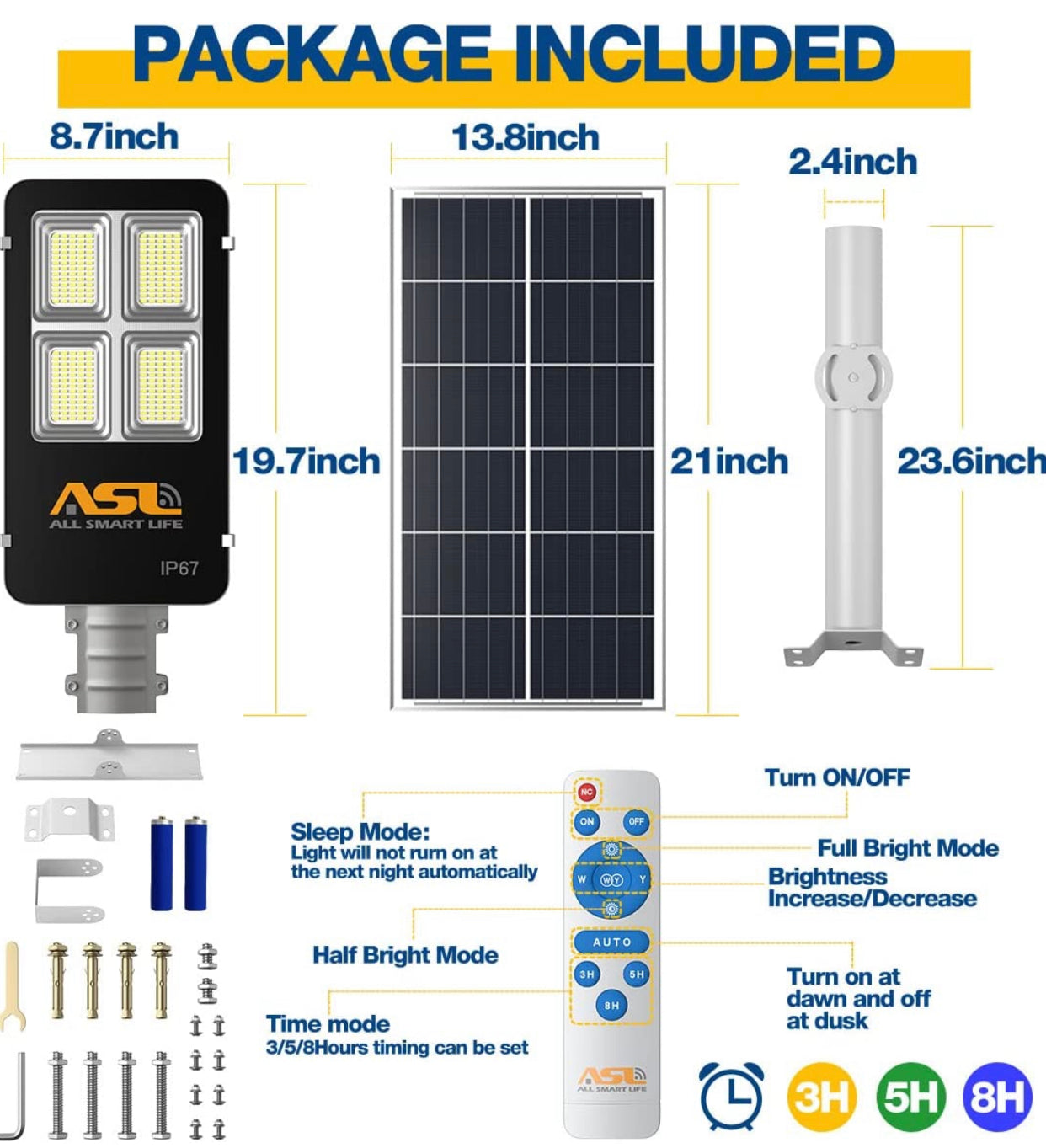 120W 108Leds 1500ft² Solar Street Lights Outdoor Dusk to Down with Remote authentic Contro