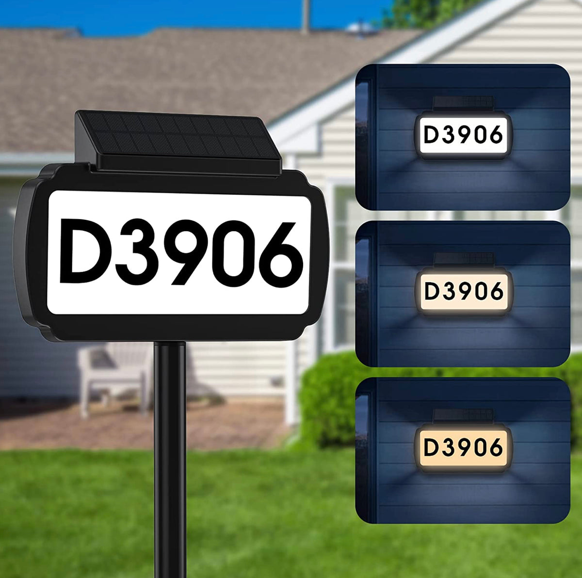 Solar Lighted House Address Numbers Sign, Solar Powered House Numbers ...