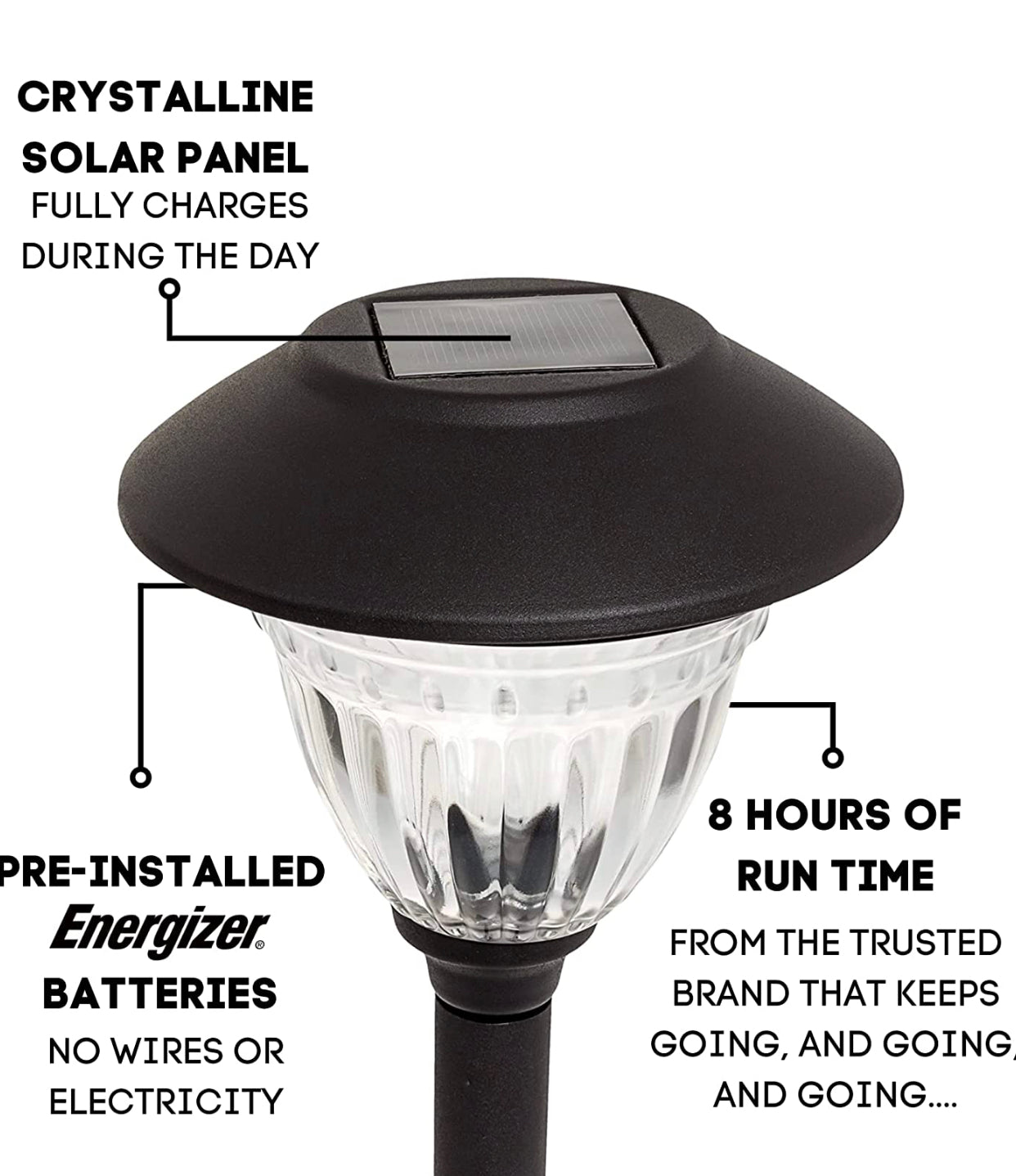 Energizer 10 Pack Solar LED Pathway Lights Outdoor-Stainless Steel