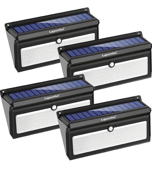 Solar Outdoor Lights 100 LED Motion Sensor Solar Security Lights 4-Pack