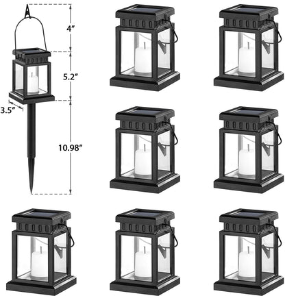 SmartYard 8 Pack Solar Pathway 10 lumen Hanging Candle Lantern Light- Warm White