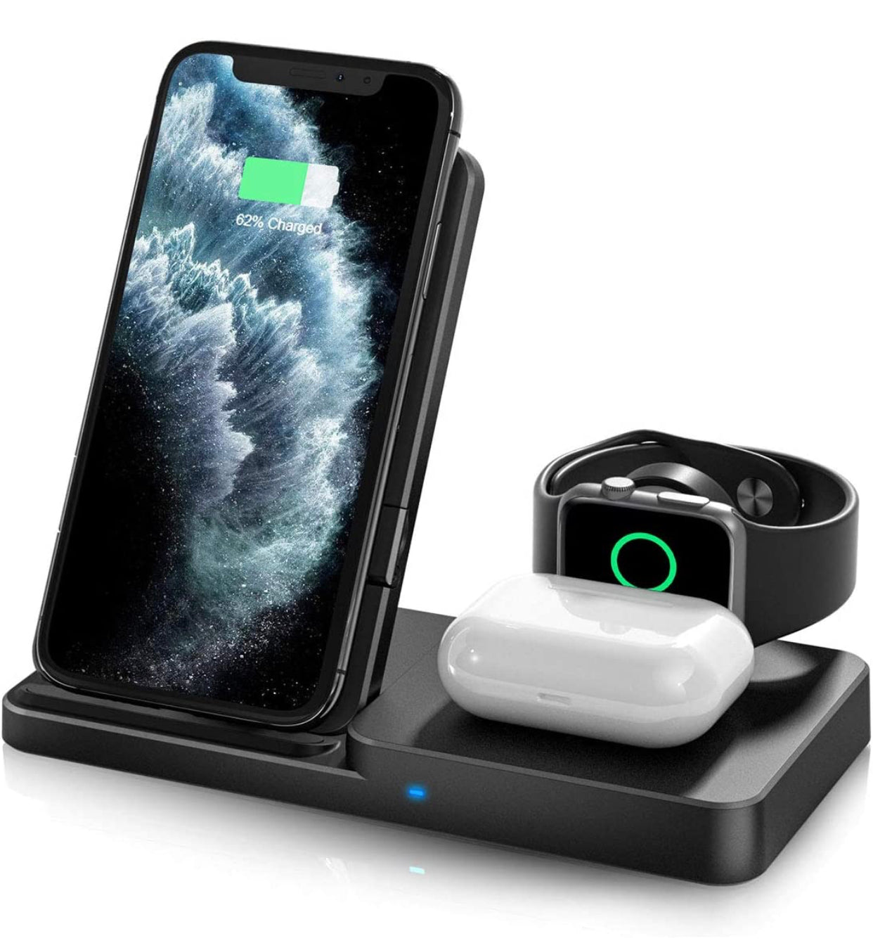 Wireless Charger, Qi-Certified Fast Wireless Charging Station for AirPods/Apple Watch Series/iPhone