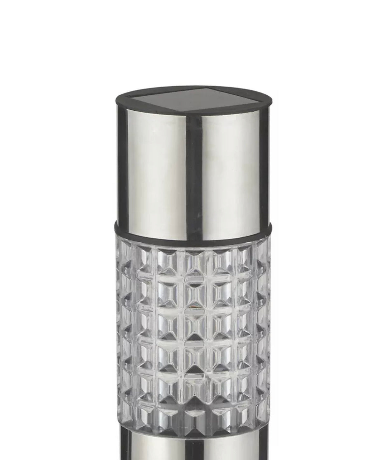 Living-Accents-Silver-Solar-Powered-LED-Bollard-Light-Front-View