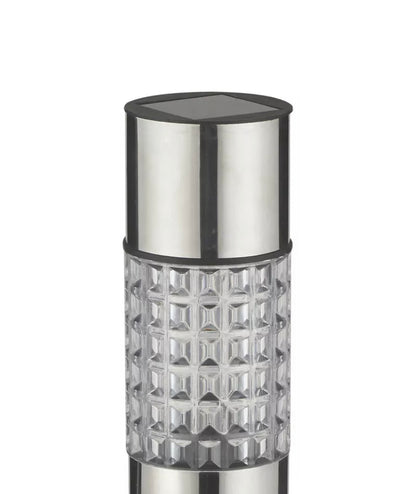 Living-Accents-Silver-Solar-Powered-LED-Bollard-Light-Front-View