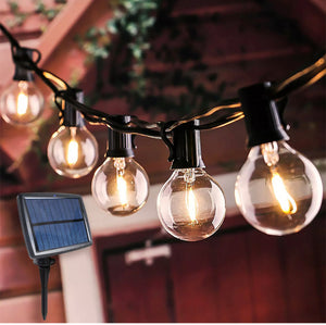 Pro - Globe Solar LED Outdoor String Lights – Waterproof, G40 Retro Edison Filament Bulbs - 23 Ft Patio Lights Create Bistro Ambience- Warm White