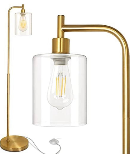 Industrial Floor Lamp, Modern Standing Lamps with Hanging Clear Glass Shade - Outdoor Solar Outlet
