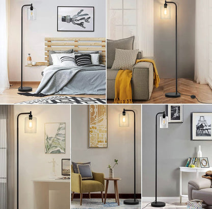 Industrial Floor Lamp, Modern Standing Lamps with Hanging Clear Glass Shade - Outdoor Solar Outlet