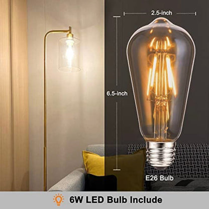 Industrial Floor Lamp, Modern Standing Lamps with Hanging Clear Glass Shade - Outdoor Solar Outlet