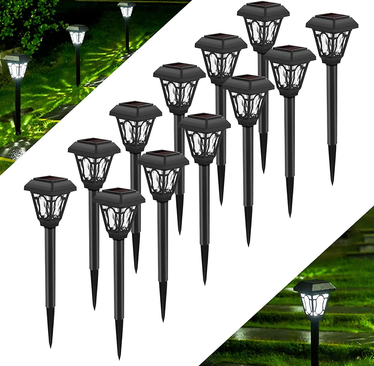 LAMTREE 48 Pack Solar Lights , Waterproof Auto Solar LED Lighting (Cool White) - Outdoor Solar Outlet