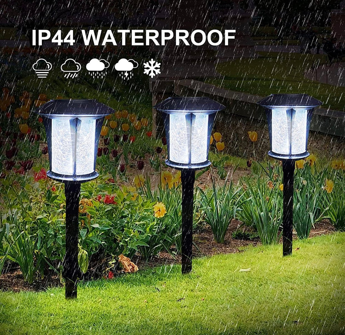LANSGARINE Solar LED lights Outdoor Garden Stakes(Glass) (12-Pack) - Outdoor Solar Outlet