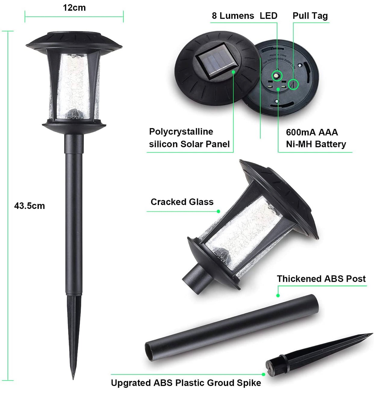 LANSGARINE Solar LED lights Outdoor Garden Stakes(Glass) (12-Pack) - Outdoor Solar Outlet