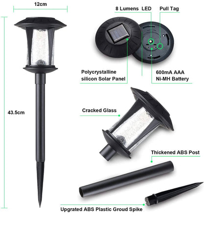 LANSGARINE Solar LED lights Outdoor Garden Stakes(Glass) (12-Pack) - Outdoor Solar Outlet