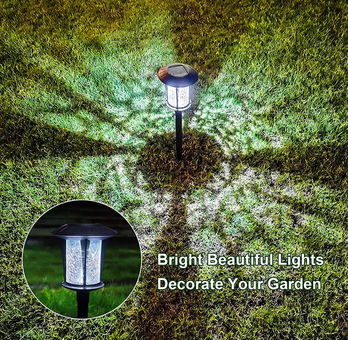 LANSGARINE Solar LED lights Outdoor Garden Stakes(Glass) (12-Pack) - Outdoor Solar Outlet