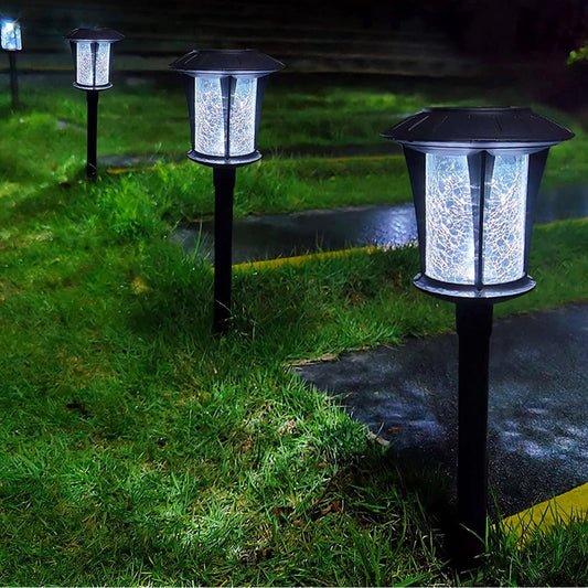 LANSGARINE Solar LED lights Outdoor Garden Stakes(Glass) (12-Pack) - Outdoor Solar Outlet