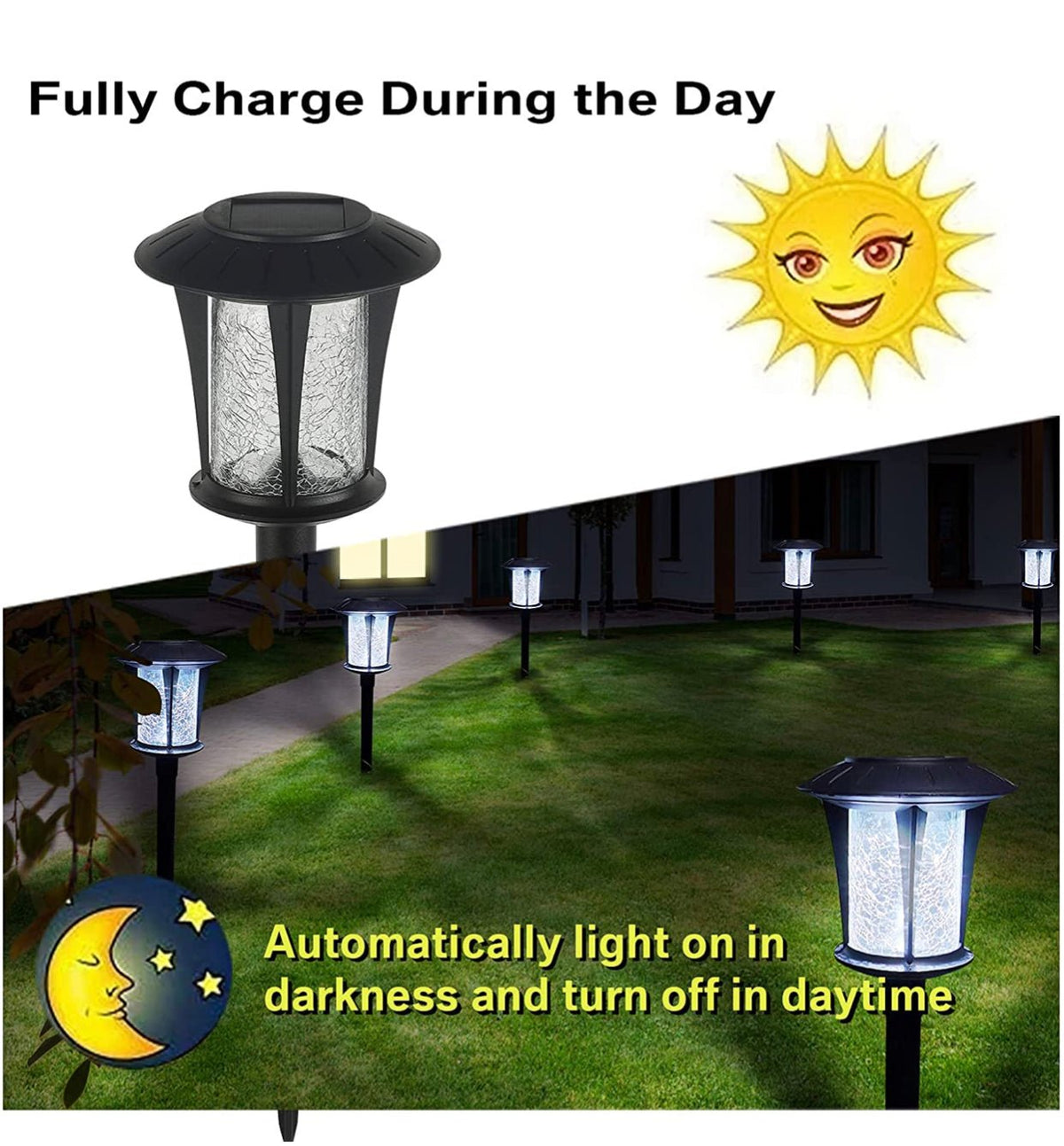 LANSGARINE Solar LED lights Outdoor Garden Stakes(Glass) (12-Pack) - Outdoor Solar Outlet