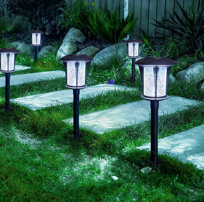 LANSGARINE Solar LED lights Outdoor Garden Stakes(Glass) (12-Pack) - Outdoor Solar Outlet
